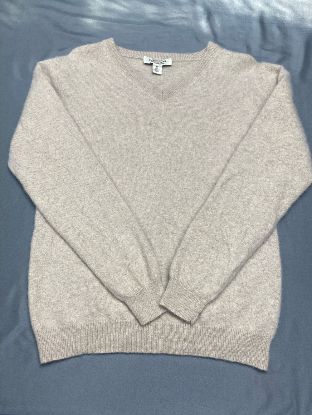 Pronto Uomo 100% Cashmere V-Neck Sweater Men’s M Women’s L Tan Beige Luxury knit